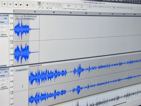 Bildschirmansicht der Audioschnittsoftware Audacity